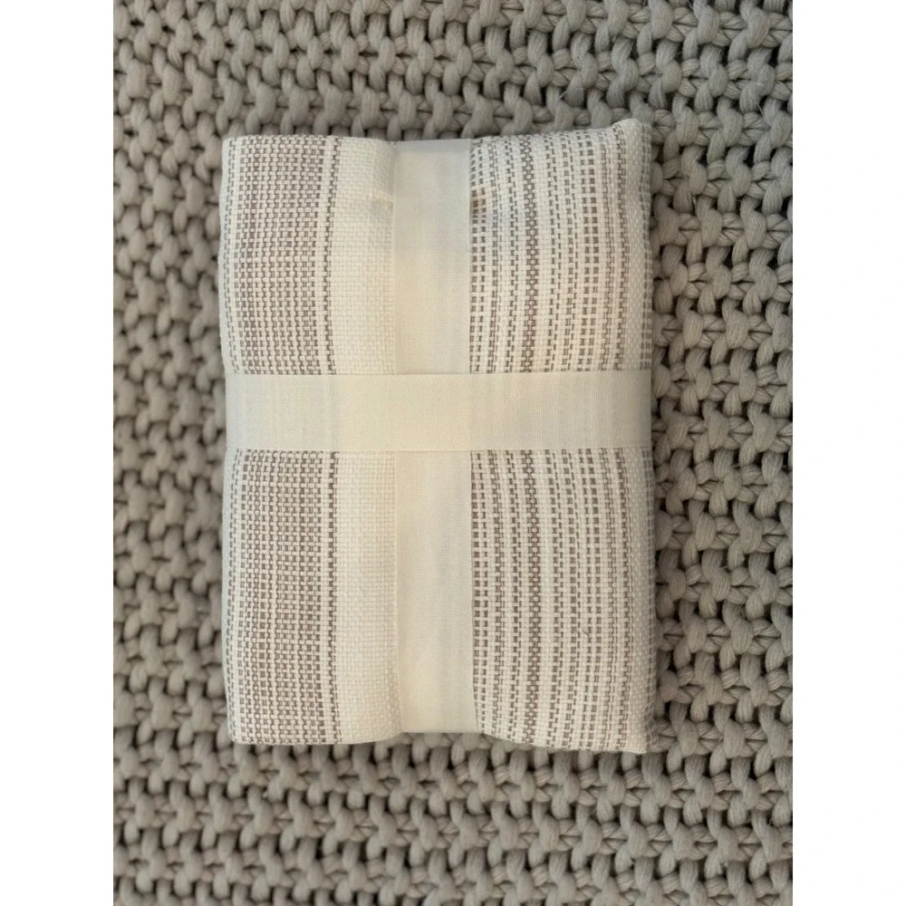 Pottery Barn Hawthorn Stripe King Sham Yarn Dyed Cream Tan Neutral 36x20 New